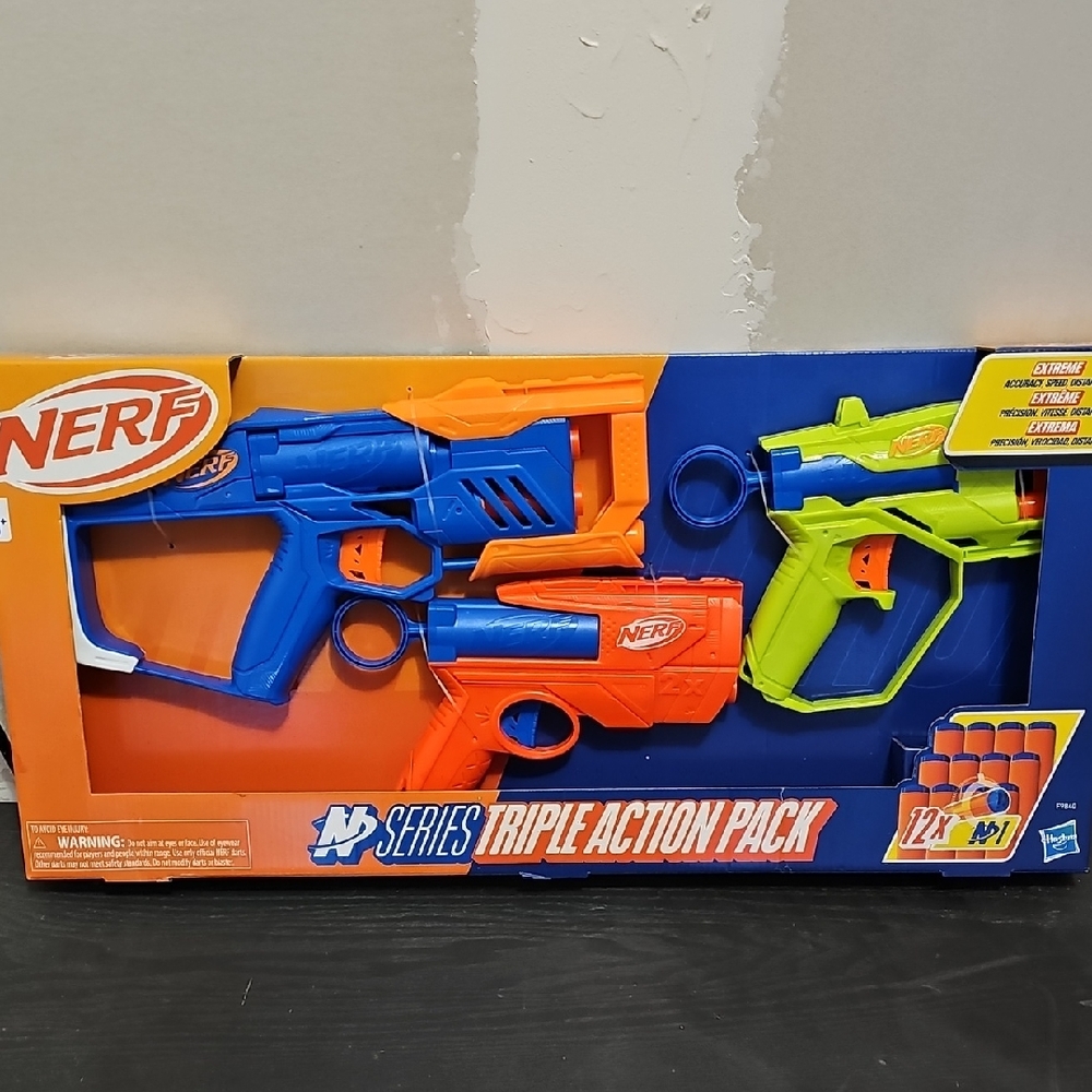 Nerf N-Series Triple Action Pack - Blue, Orange, Lime